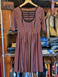 Vintage 1940s Mode O' Day Novelty Print Dress, Hearts & Stripes, Medium