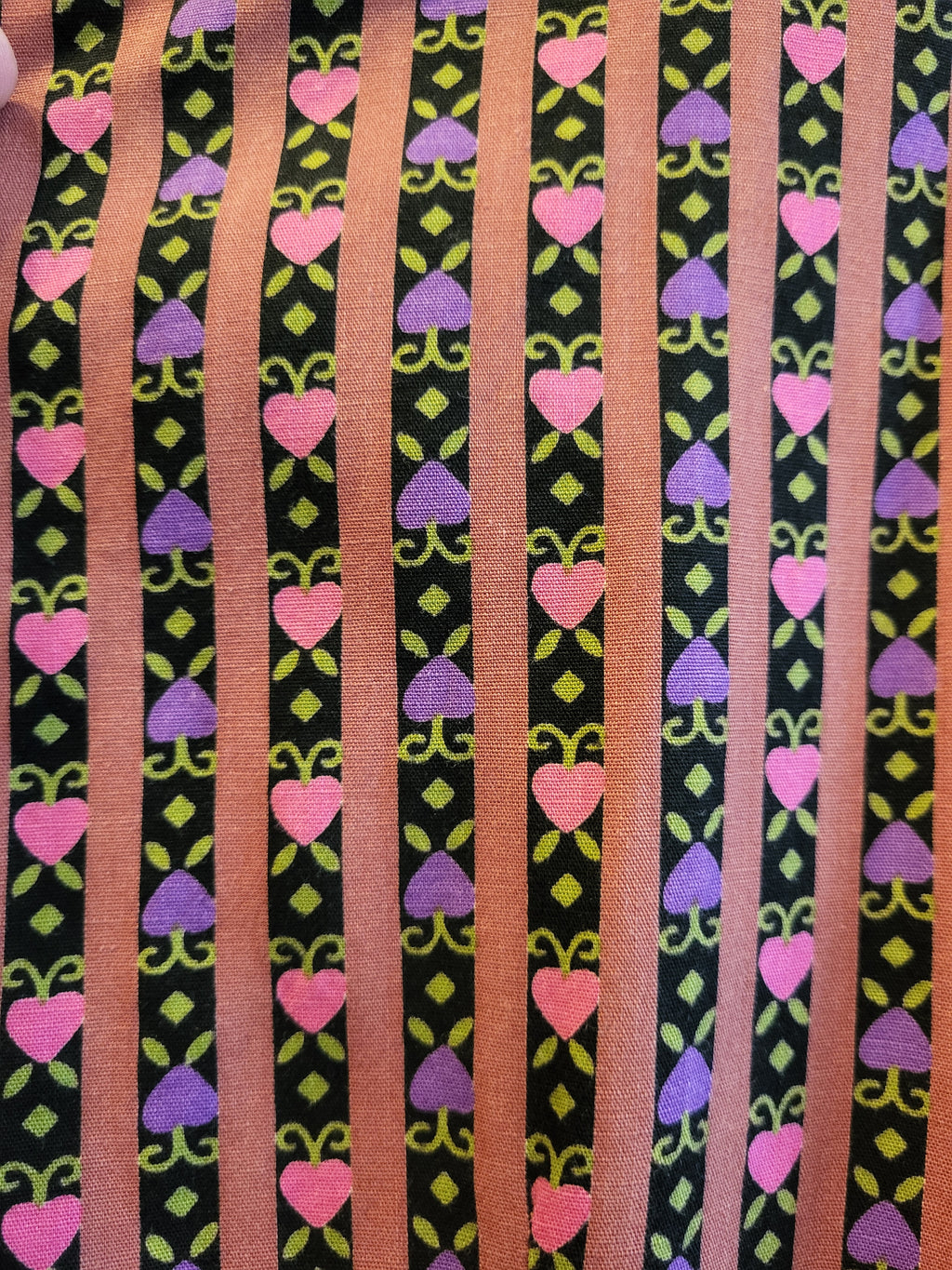 Vintage 1940s Mode O' Day Novelty Print Dress, Hearts & Stripes, Medium