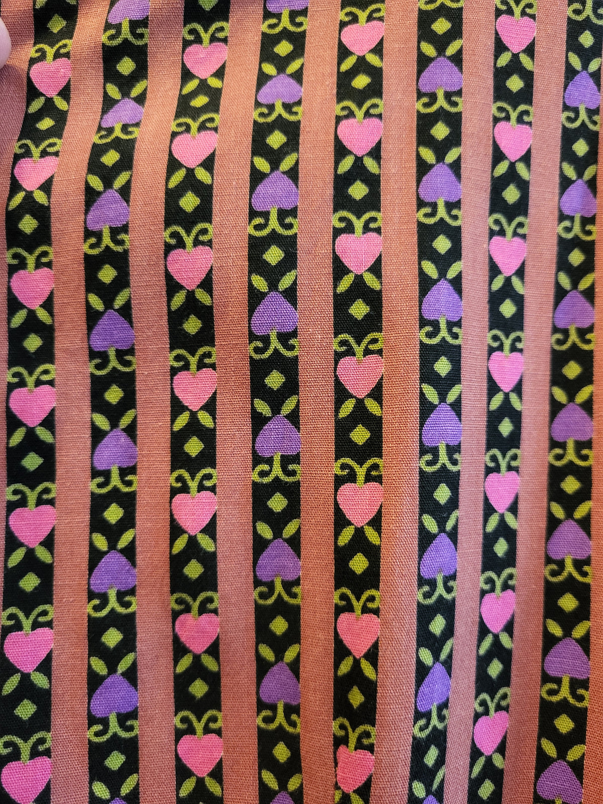 Vintage 1940s Mode O' Day Novelty Print Dress, Hearts & Stripes, Medium